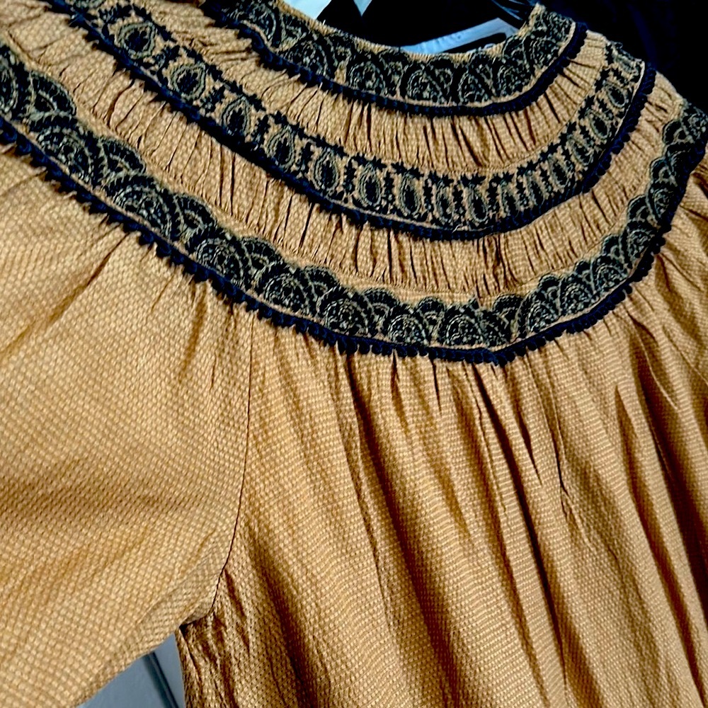Free People Tan Dress with Relaxed Fit and Bib Collar - Picture 7 of 8